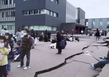 Huge cracks split roads in central Japan following the powerful earthquake on New Year's Day