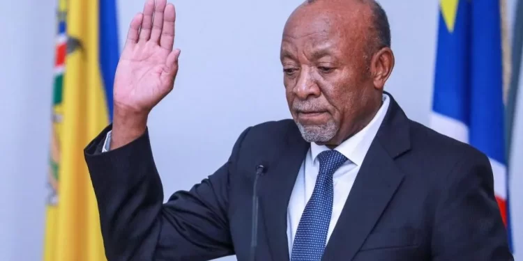 President Nangolo Mbumba took the oath of office hours after announcing the death of his predecessor