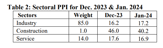 PPI for January 2024 rises marginally to 17.4 percent
