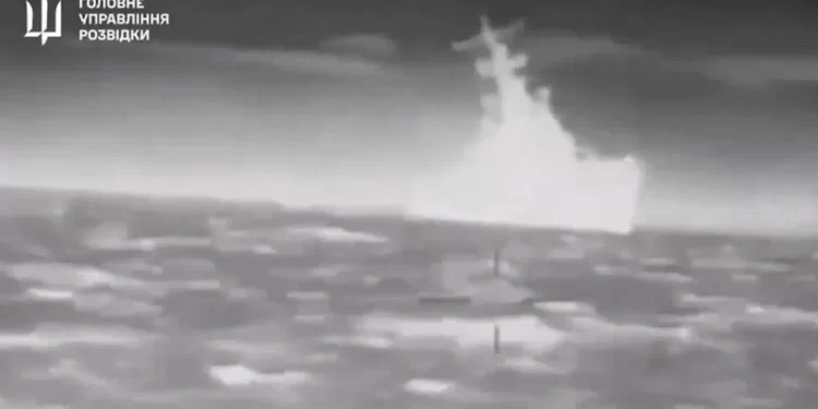 The Ukrainian video appears to show the stricken missile boat