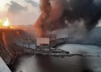 A Russian strike hit Ukraine's largest dam, the DniproHES in Zaporizhzhia