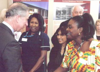 Rose Amankwaah meets the then Prince of Wales. Pic: PA