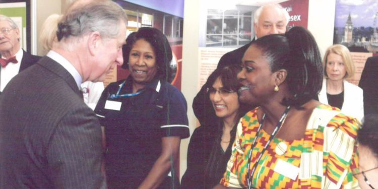 Rose Amankwaah meets the then Prince of Wales. Pic: PA