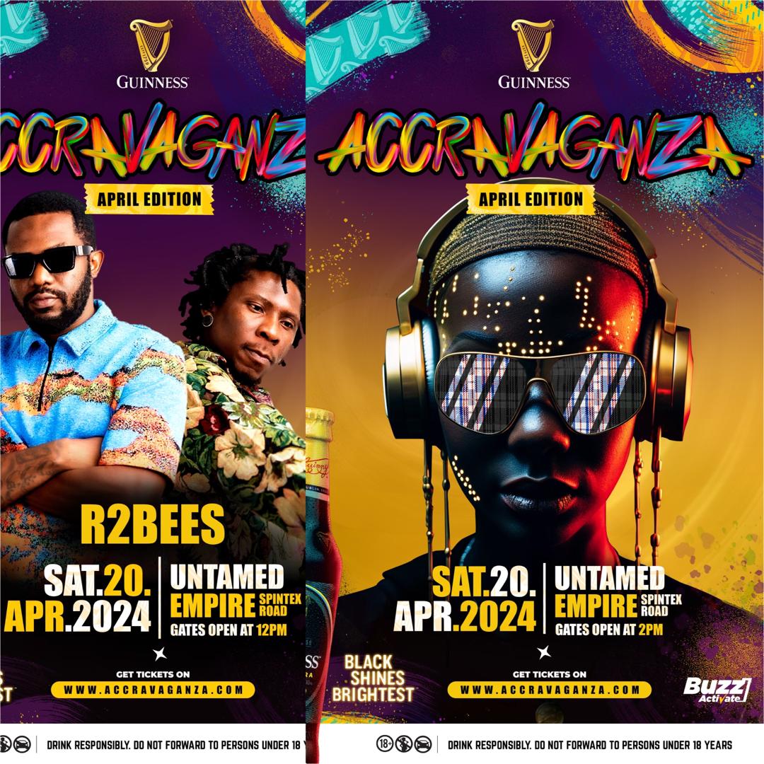 R2Bees to headline April edition of “Guinness Accravaganza” festival