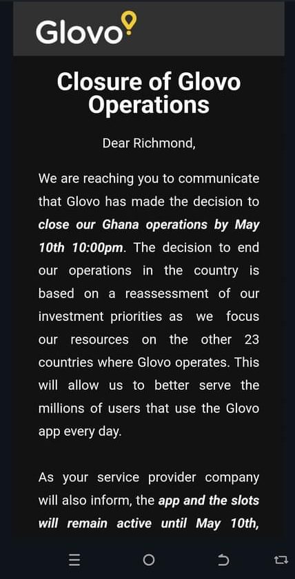 Glovo to cease operations in Ghana