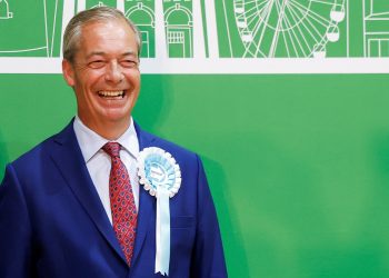 Britain's Reform UK Party Leader Nigel Farage reacts after winning his first seat in parliament during the UK election in Clacton-on-Sea, Britain, July 5, 2024. REUTERS/Clodagh Kilcoyne