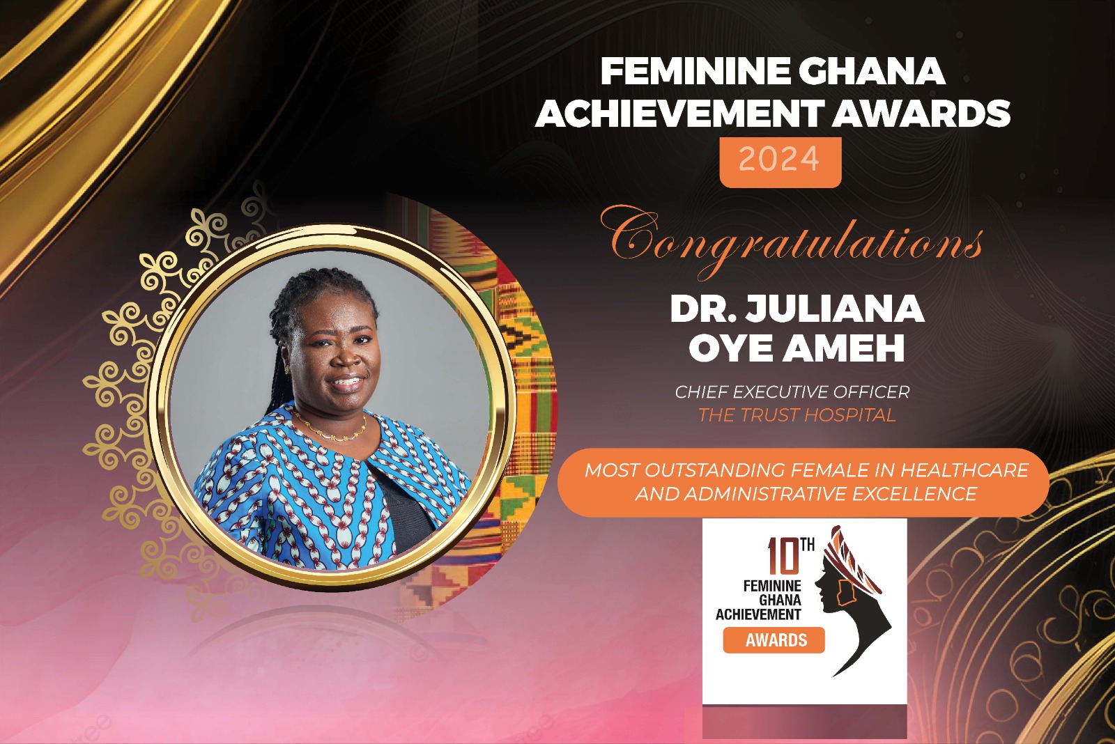 Trust Hospitals’ CEO, Dr. Juliana Ameh crowned Ghana’s Most Outstanding Female in Healthcare