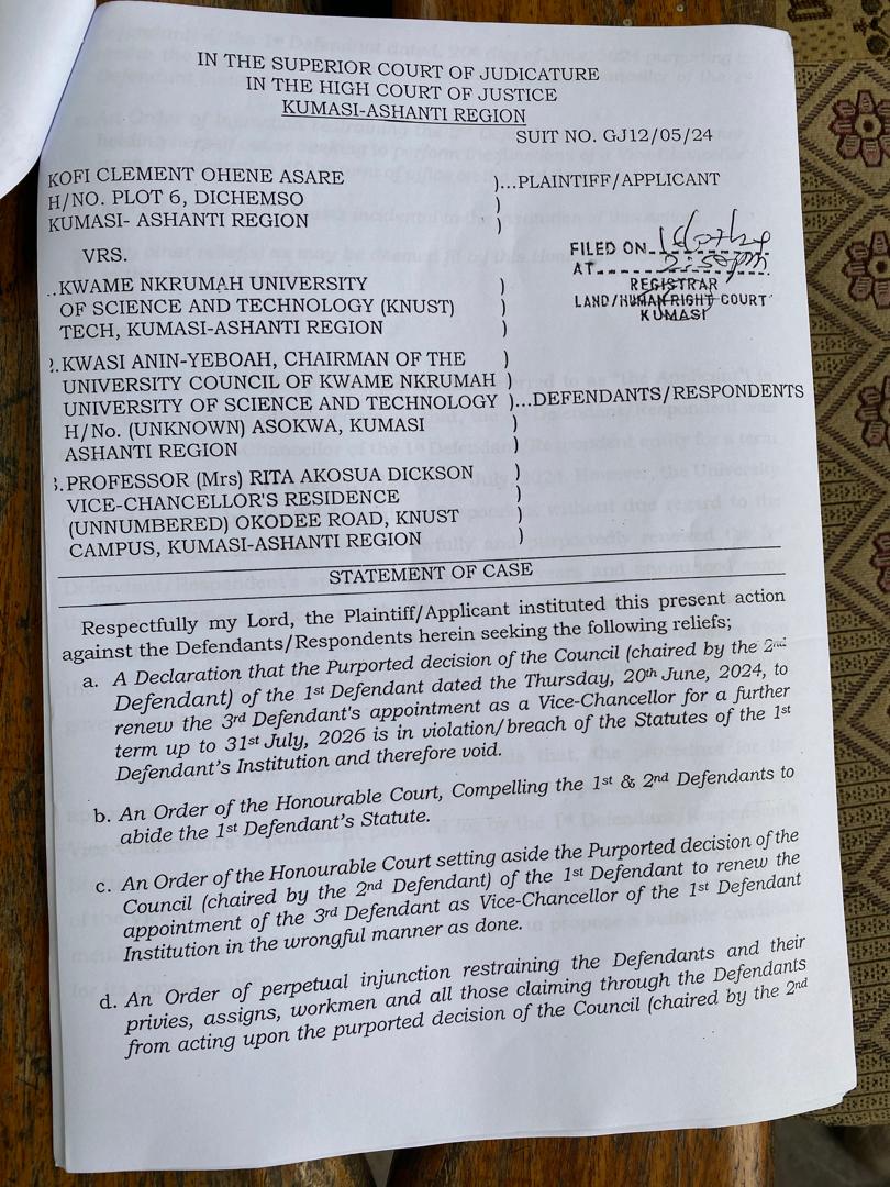 KNUST alumnus files injunction against VC Dickson’s term extension